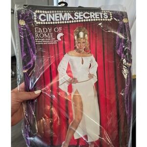Cinema Secrets Womens L Lady of Rome Costume White Gold Grecian DRESS ONLY 14-16